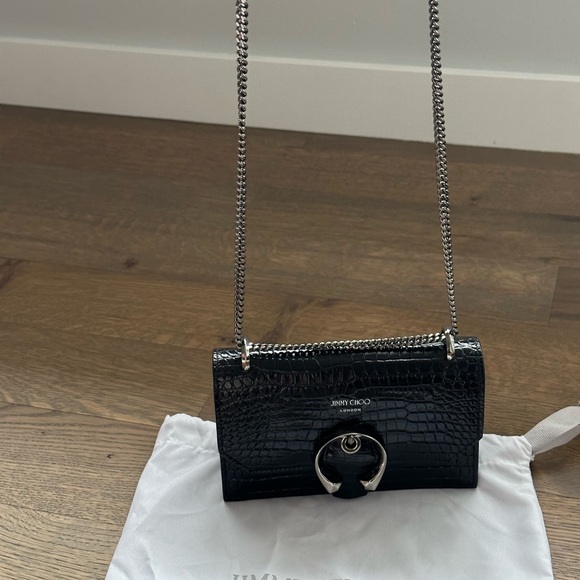 PARIS CROC-EMBOSSED LEATHER MINI BAG IN BLACK - Picture 9 of 13